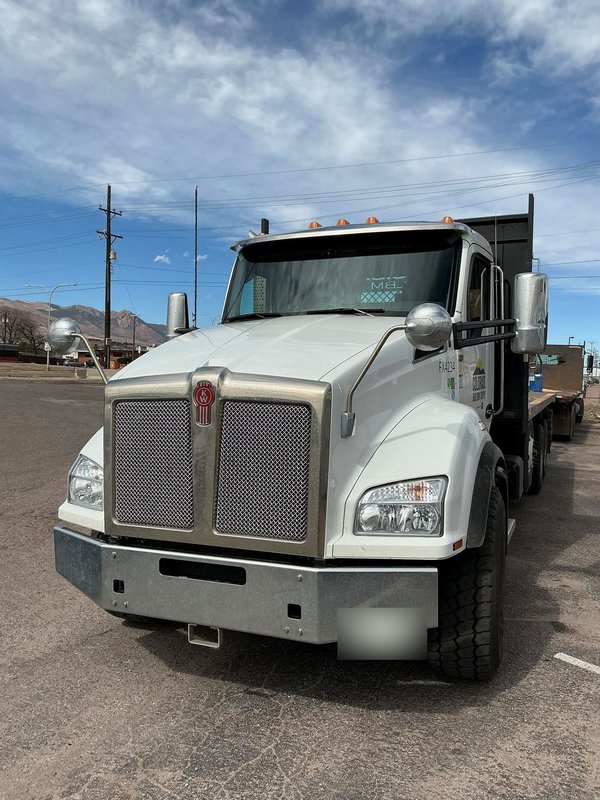 Kenworth dump truck after windshield replacement in Colorado Springs