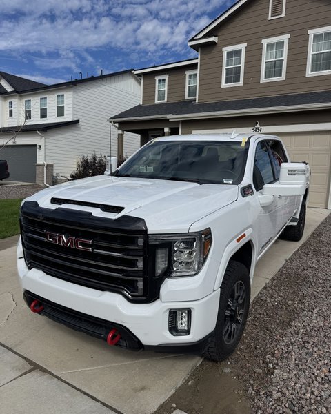 White pickup after windshield replacement in Colorado Springs