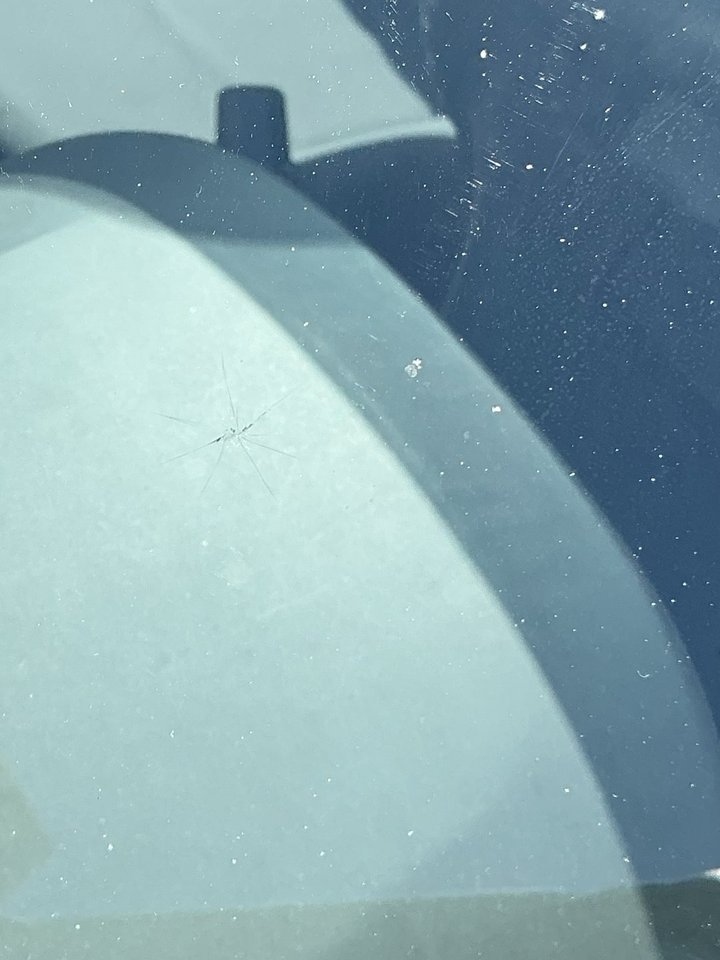 After: same windshield with the rock chip filled and the break closed by Shattered Vision Auto Glass, Colorado Springs