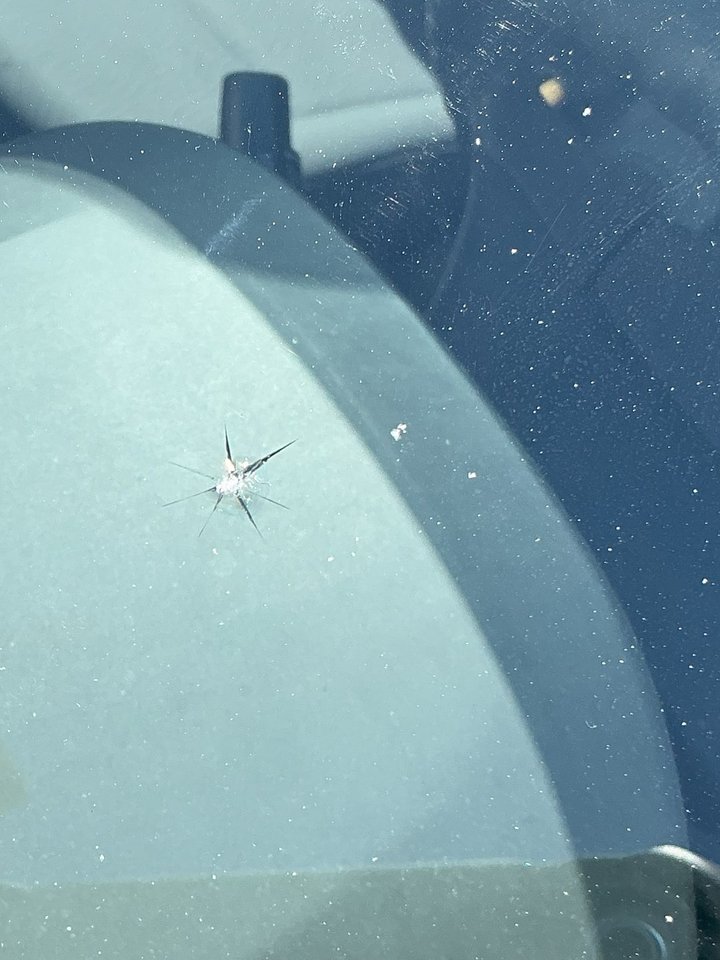 Before: star break rock chip in a windshield in Colorado Springs